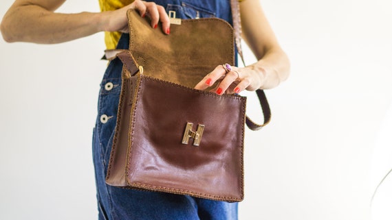 Vintage Brown Leather Purse, Crossbody Bag, Leath… - image 4