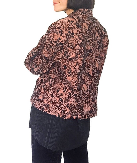 Vintage Rayon Mandarin Collar Jacket: Copper Brow… - image 5