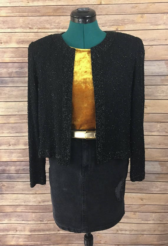 black beaded evening jacket