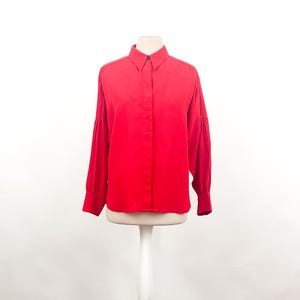 Vintage Red Blouse, Vintage Women&#39;s Blouse, Vintage Red Shirt, Red Blouse, Chaus Blouse, 90&#39;s Shirt, 90&#39;s Blouse, 90&#39;s Fashion, Red Top