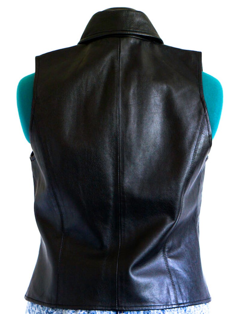 Vest Vintage Leather Vest Vintage Vest Festival Clothing Black Leather Rocker Chic Black Leather Vest Leather Top Leather Vest