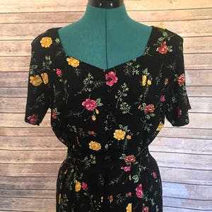 Vintage Summer Dress, Casual Dress, Floral Dress, Black Maxi Dress, Long Dress, Boho Dress, Floral Maxi Dress, Casual Dress, Festival Dress image 2