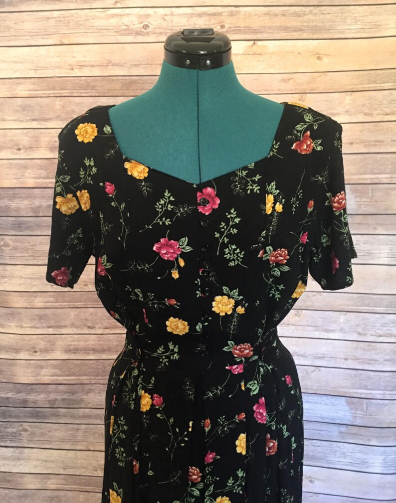 Vintage Summer Dress, Casual Dress, Floral Dress, Black Maxi Dress, Long Dress, Boho Dress, Floral Maxi Dress, Casual Dress, Festival Dress image 2