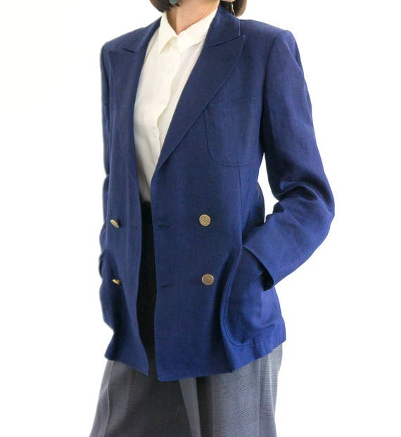 Vintage Linen Jacket, Tailored Blazer, Summer Bla… - image 3