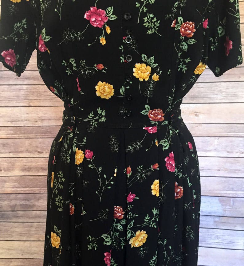 Vintage Summer Dress, Casual Dress, Floral Dress, Black Maxi Dress, Long Dress, Boho Dress, Floral Maxi Dress, Casual Dress, Festival Dress image 3