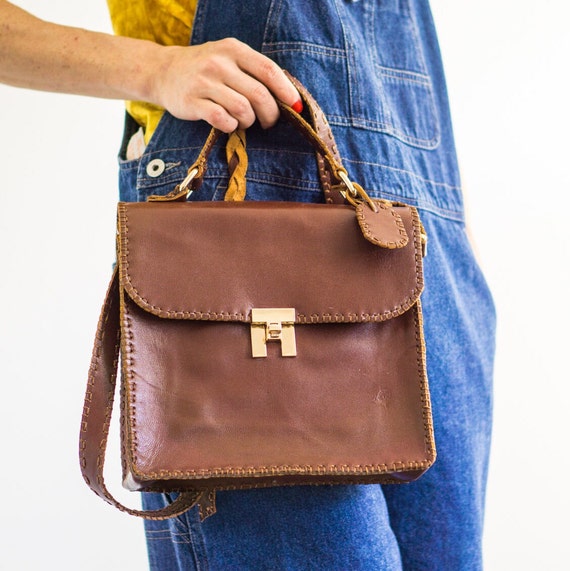 Vintage Brown Leather Purse, Crossbody Bag, Leath… - image 8