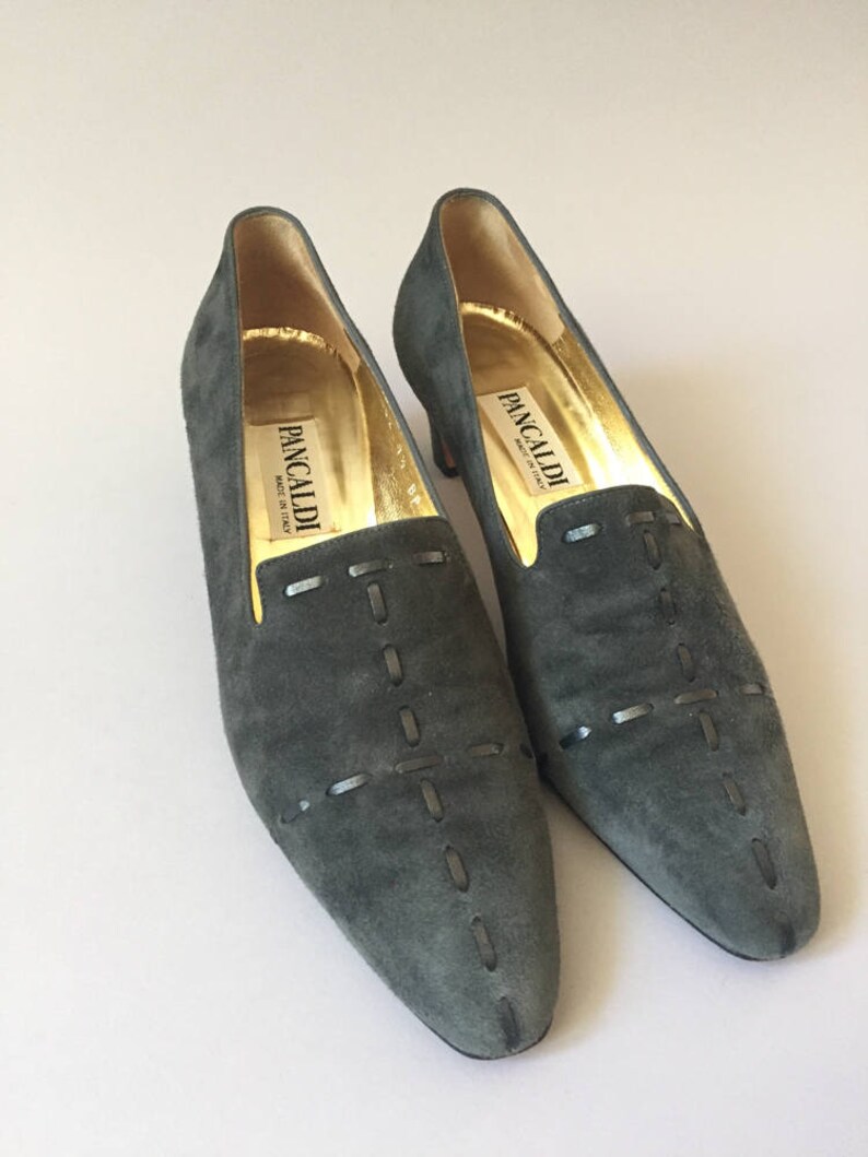 Blue Suede Shoes Heels Pancaldi Pumps Vintage Pancaldi - Etsy