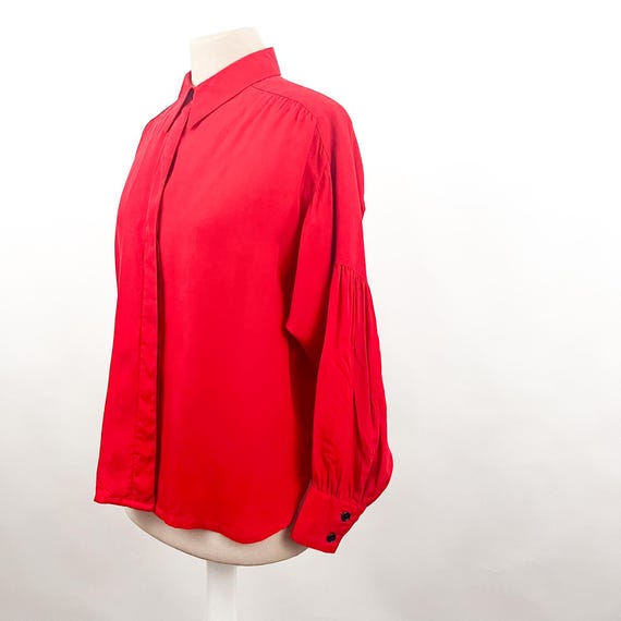 Vintage Double Breasted Red Floral Blouse
