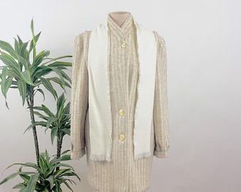Vintage Wool Striped Coat: 1980s New York Girl with Scarf