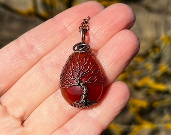 Norse Yggdrasil Carnelian Tree Of Life Pendant, Mythical World Tree Necklace, Viking Roots, Sacred Symbol of Wisdom Viking Mythology Jewelry