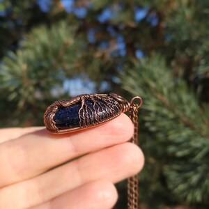 Blue Goldstone Tree Of Life Pendant: Spiritual Jewelry for Anxiety Relief 20th Wedding Anniversary Gift for Her 20 Year Anniversary Gift image 3