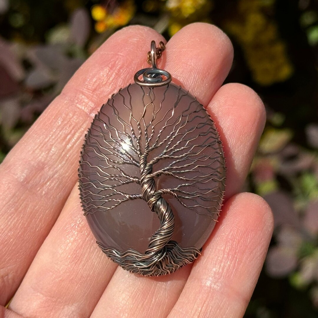 8th Anniversary Traditional Gift for Wife, Agate Tree of Life Necklace ...