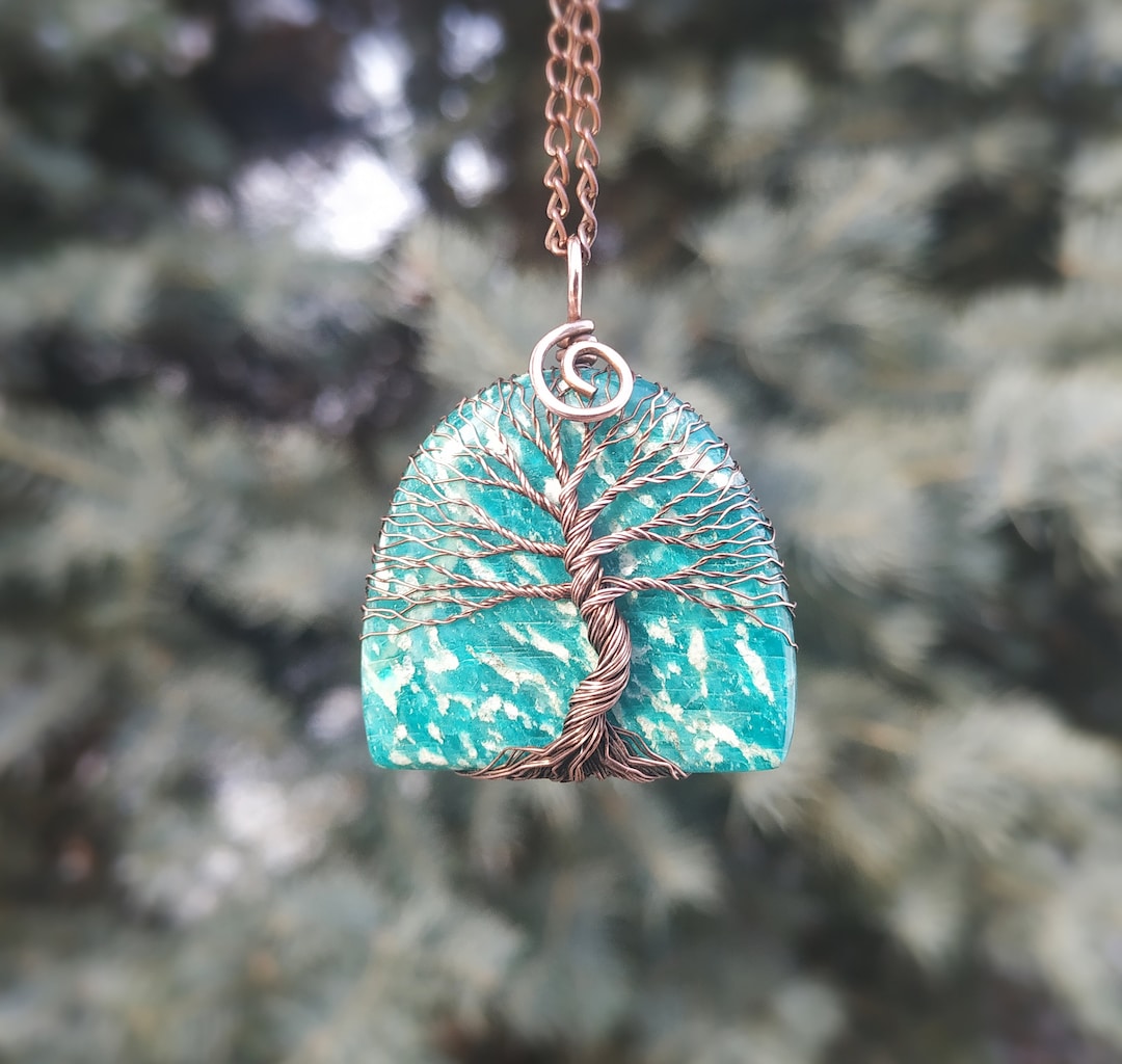 Amazonite Tree of Life Pendant Yggdrasil Necklace, 7th Anniversary ...