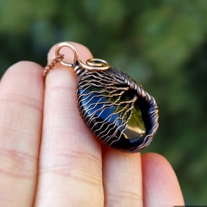 Black Onyx Tree Of Life Pendant, Viking Wire Wrapped Yggdrasil Jewelry, Celtic Protection Amulet Necklace, Copper Tree Of Life Jewelry image 8