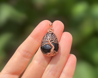 Tree Of Life Witchy Necklace with Black Onyx, Forest Talisman for Empath Protection, Protection Amulet Necklace, Meditation and Divination