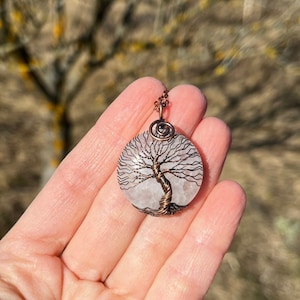 Crystal Quartz Norse Celtic Wire Wrapped Tree Of Life Pendant, Viking Yggdrasil World Tree Jewelry, Scandinavian Mythology Protection Amulet