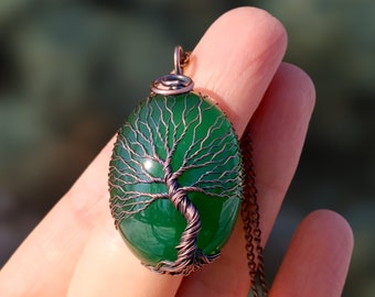 Tree Of Life Agate Pendant for Copper Anniversary Husband Gift, Forest Talisman Protection Necklace, 7th Anniversary Gift for Husband