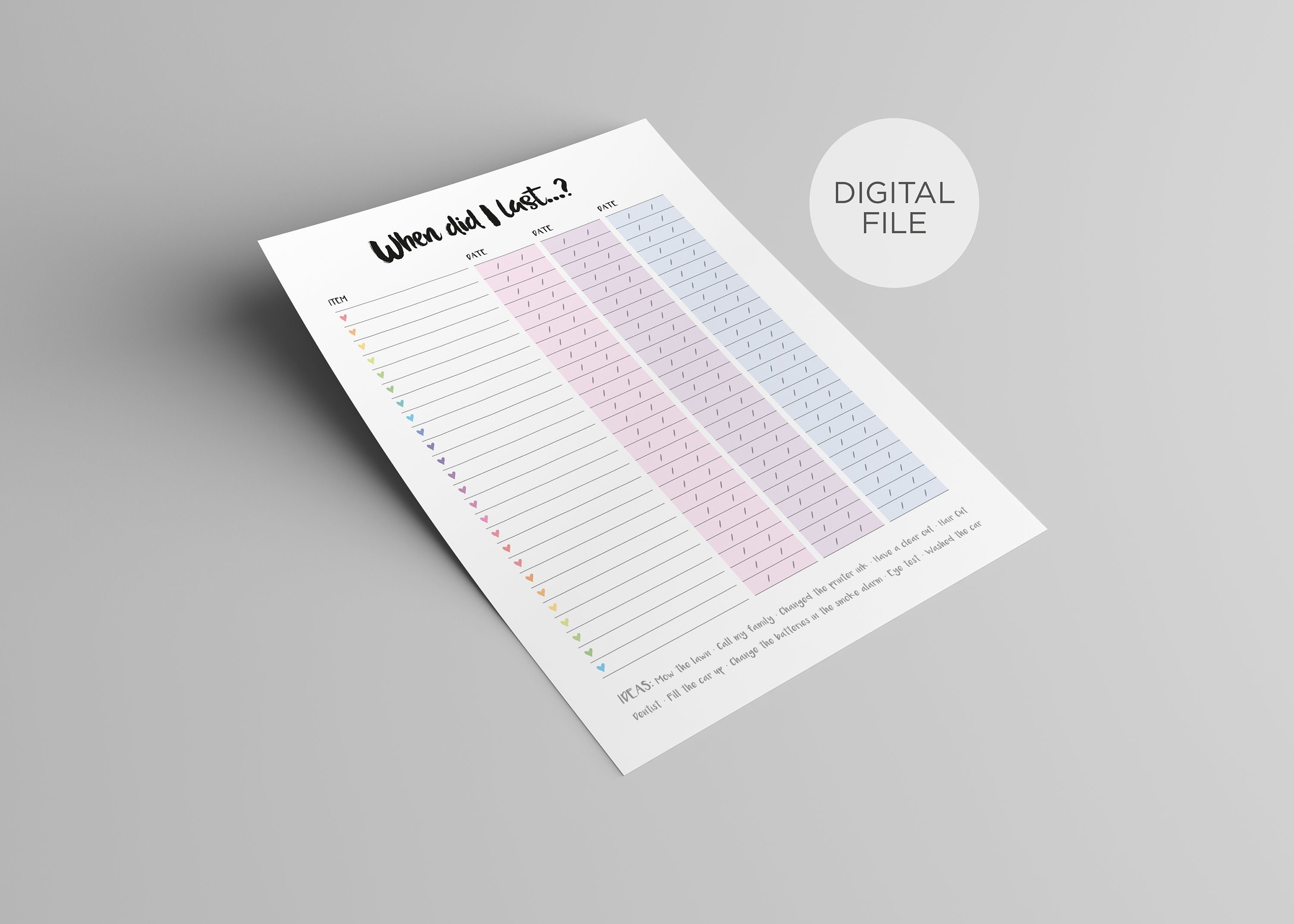 When Did I Last Page, Printable Page, Printable Diary, Printable Planner, A5 Journal Page, Tracker Page - Etsy When Did I Last Page, Printable Page, Printable Diary, Printable Planner, A5 Journal Page, Tracker Page - Etsy