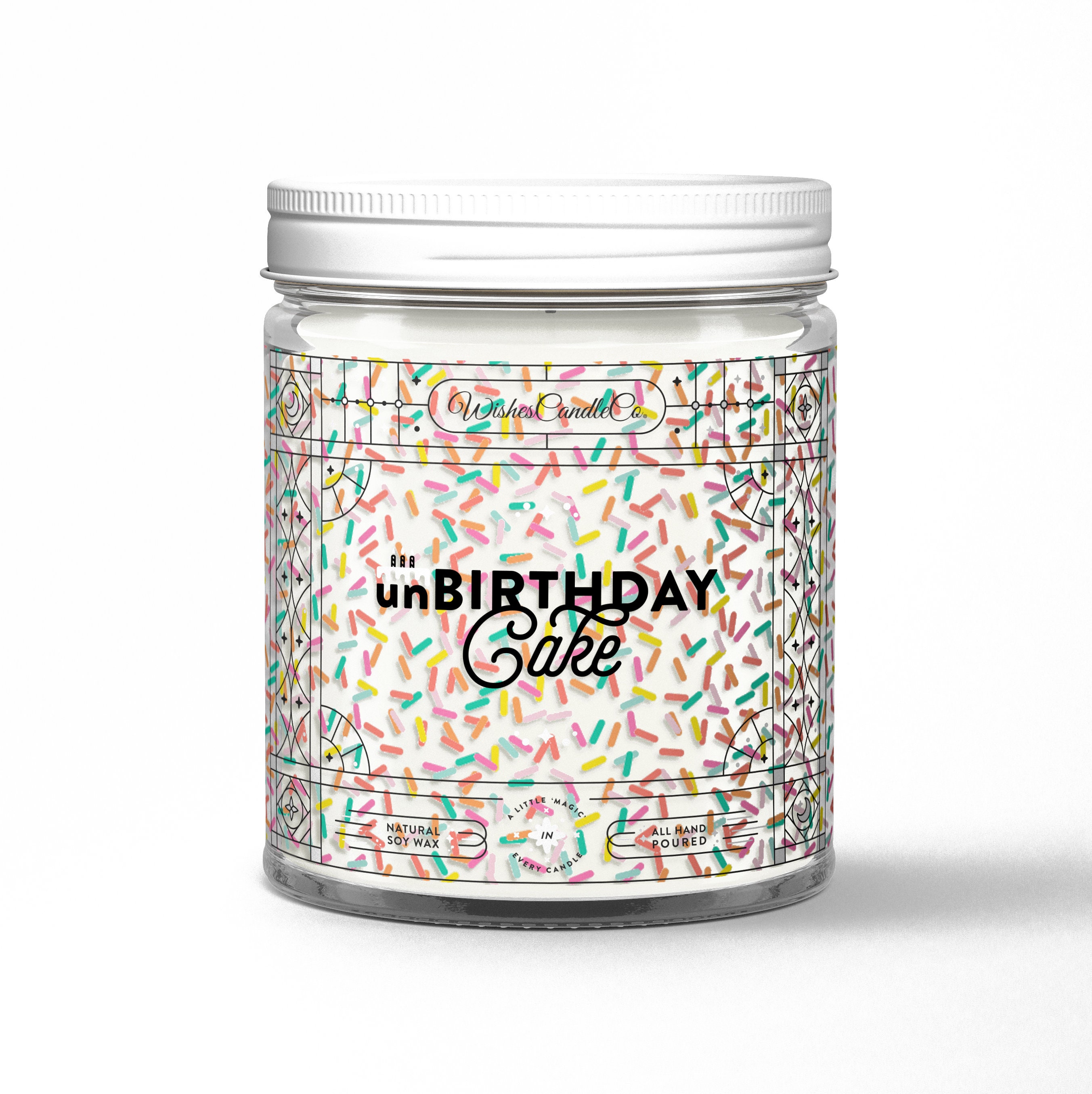 Unbirthday Cake 8oz Sprinkle Candle With Free Pin Inside