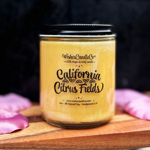 California Citrus Fields - 8oz Soy Candle With FREE Pin Inside - All Natural - High Quality - Soaring - Gifts For Her - For Him - Park