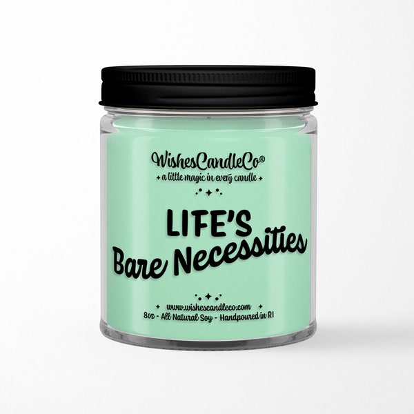 Life's Bare Necessities 8oz Candle With Free Pin Inside