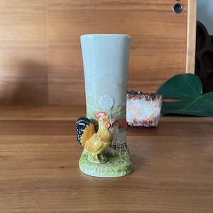 Rooster Vase OTAGIRI 1982 Small Barnyard Rooster Vase FREE SHIPPING | Farmhouse Decor | Shabby Chic | Cottagecore