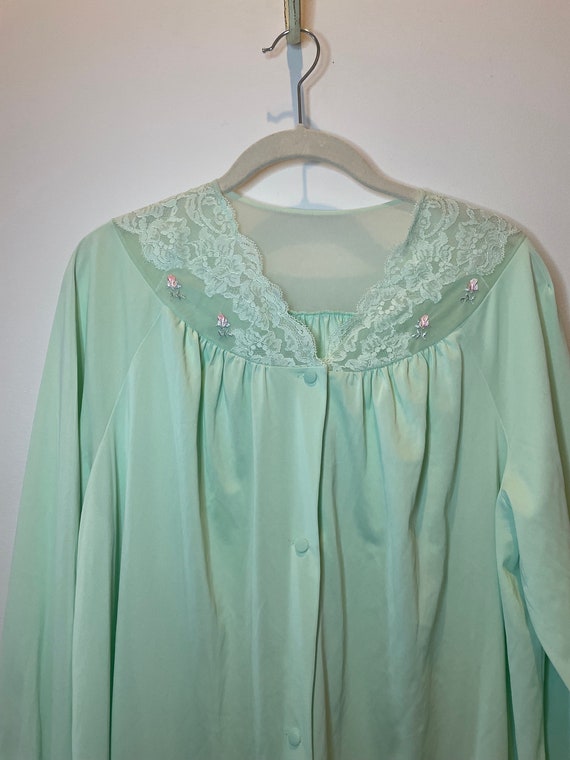 Vintage MCM 1960's Mint Green Shadowline Robe Nig… - image 4