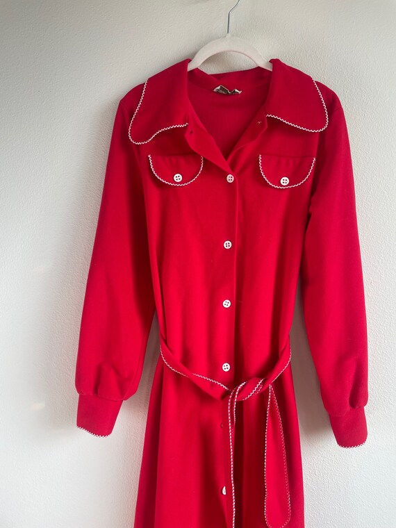 Vintage Vassarette 1970's Red Flannel Wing Collar… - image 2
