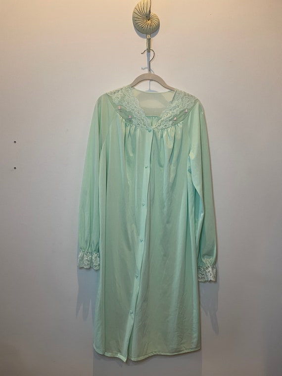 Vintage MCM 1960's Mint Green Shadowline Robe Nig… - image 2