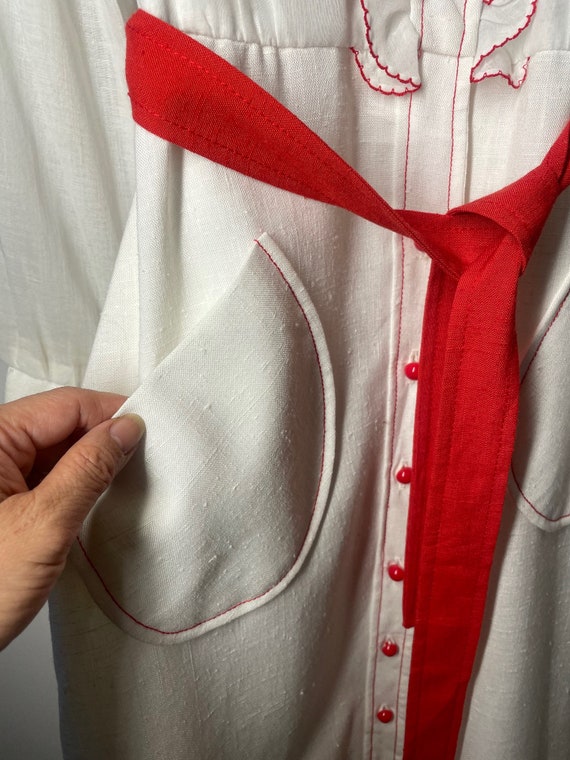 Vintage 70's HERMAN MARCUS Red and White Dress Wi… - image 3