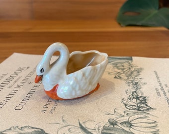 Antique 1914 to 1940 Noritake M Lusterware Swan Small Salt Celler | Japanese Noritake Porcelain Lusterware | Toothpick Holder | Trinkets