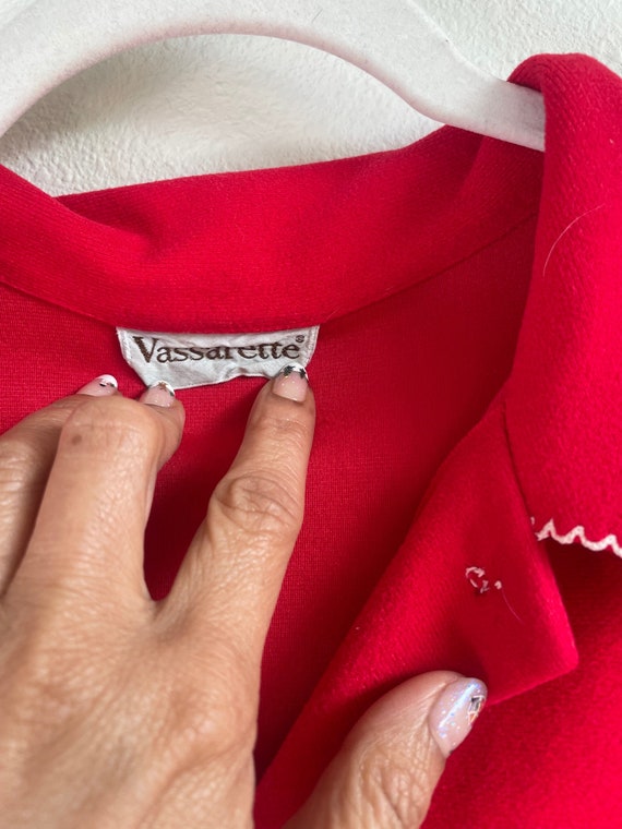 Vintage Vassarette 1970's Red Flannel Wing Collar… - image 4