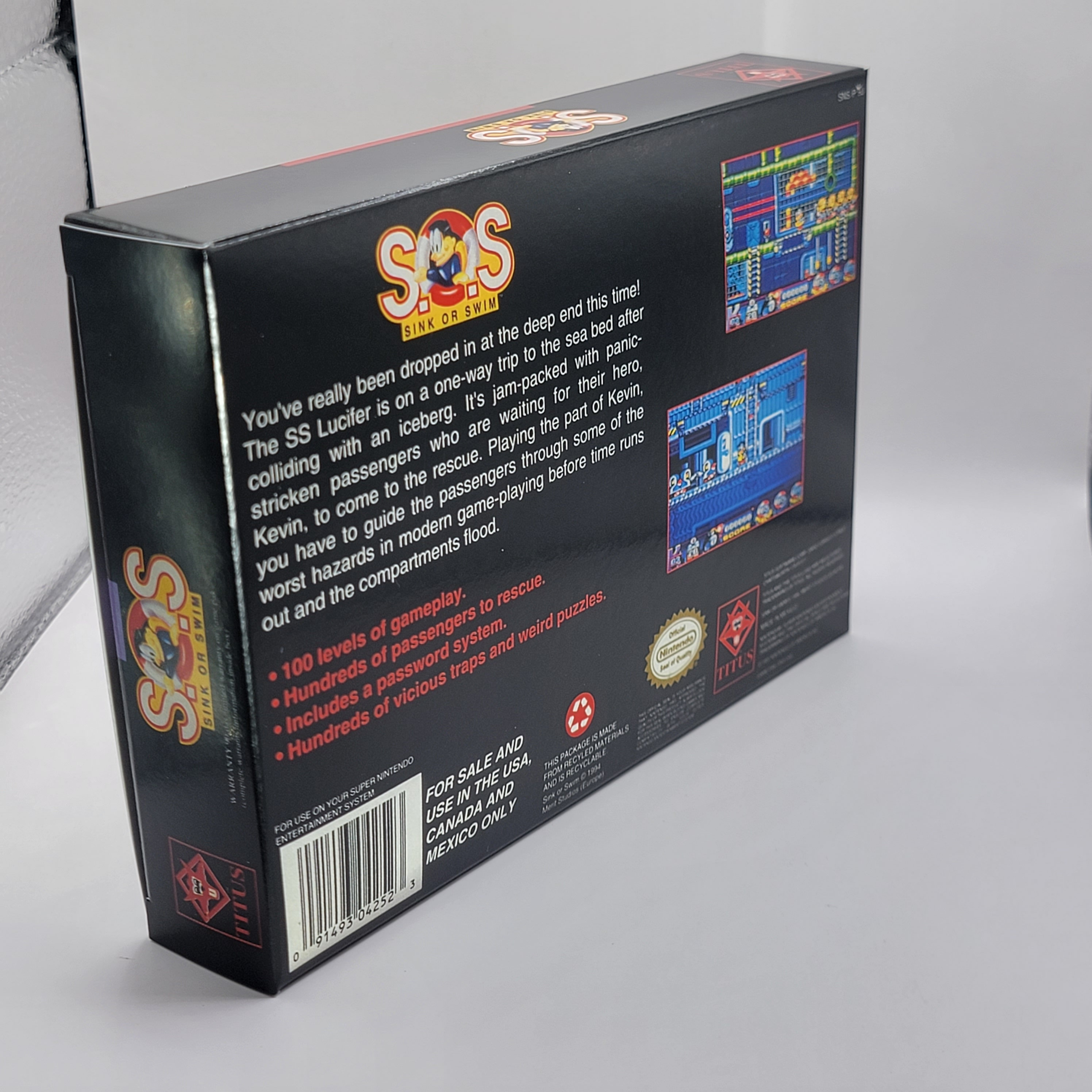 Sink or Swim | NTSC | Super Nintendo | SNES | En | Reproduction Box and ...