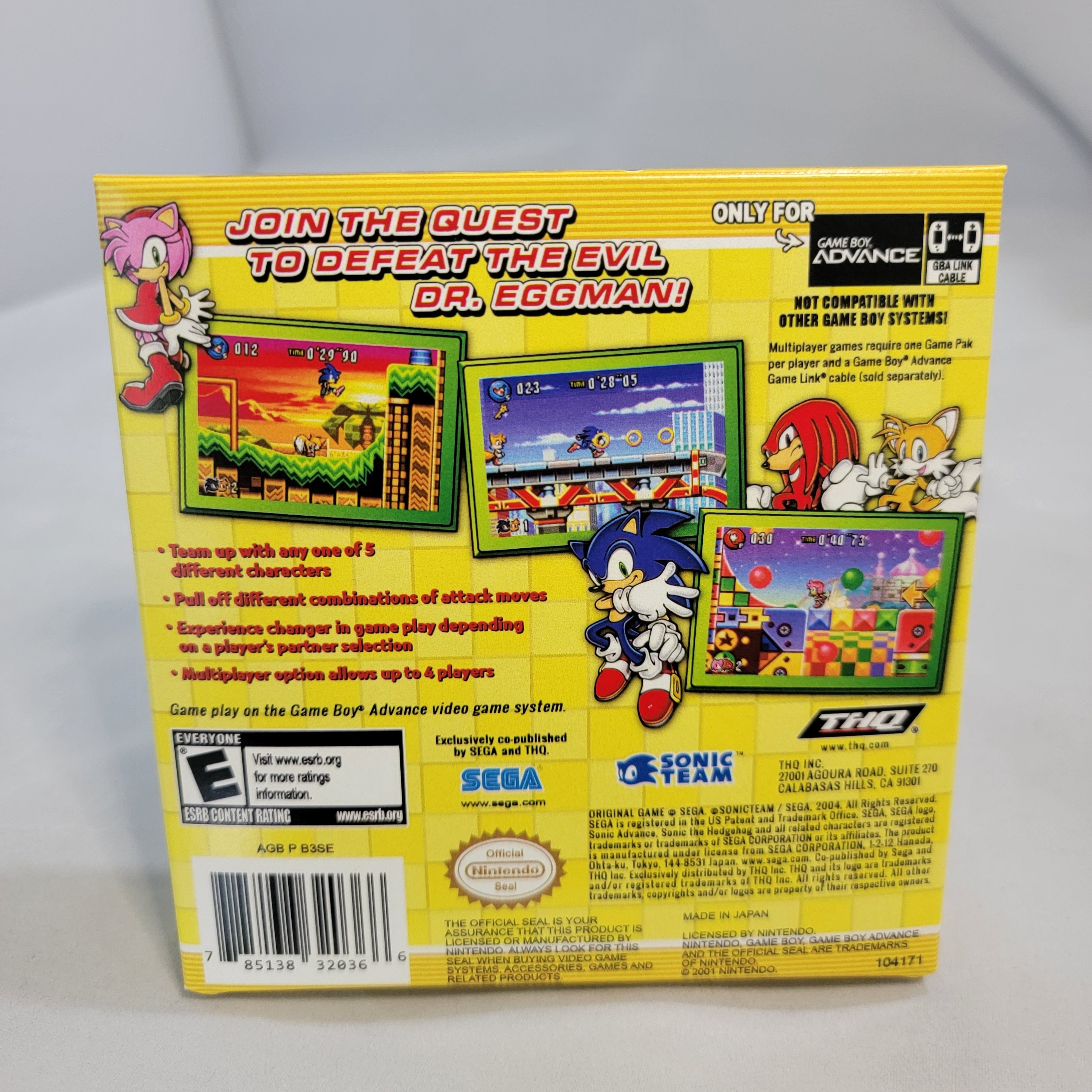 Sonic Advance Nintendo Game Boy Advance *Box Only* No Game Authentic