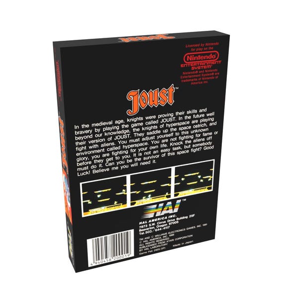Joust | NTSC | Nintendo | NES | En | Reproduction Box - Etsy