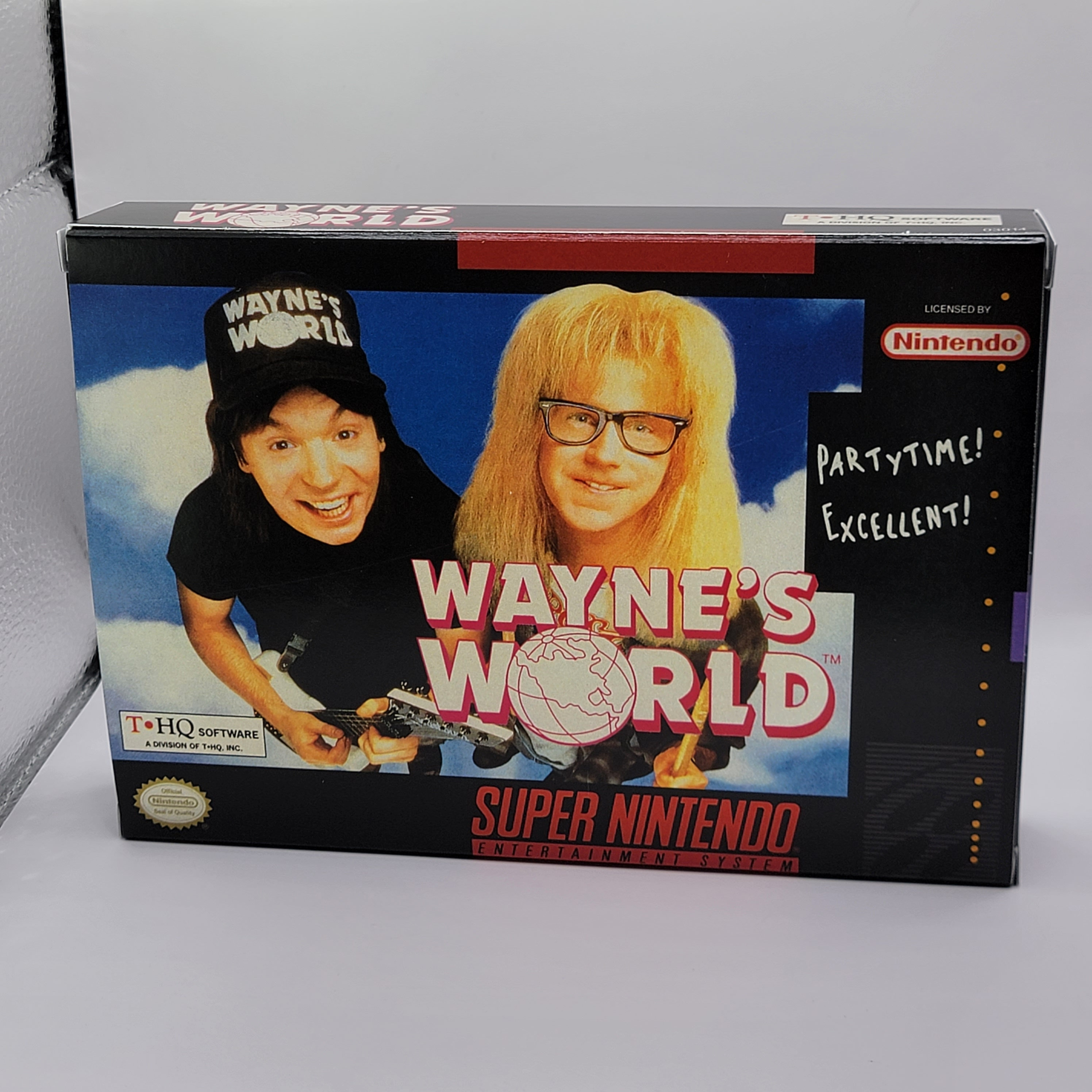 Wayne s World NTSC Super Nintendo SNES En Reproduction Box and