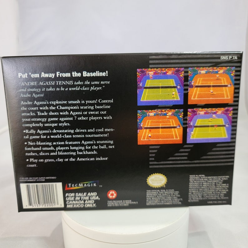 Andre Agassi Tennis | NTSC | Super Nintendo | SNES | En | Reproduction ...