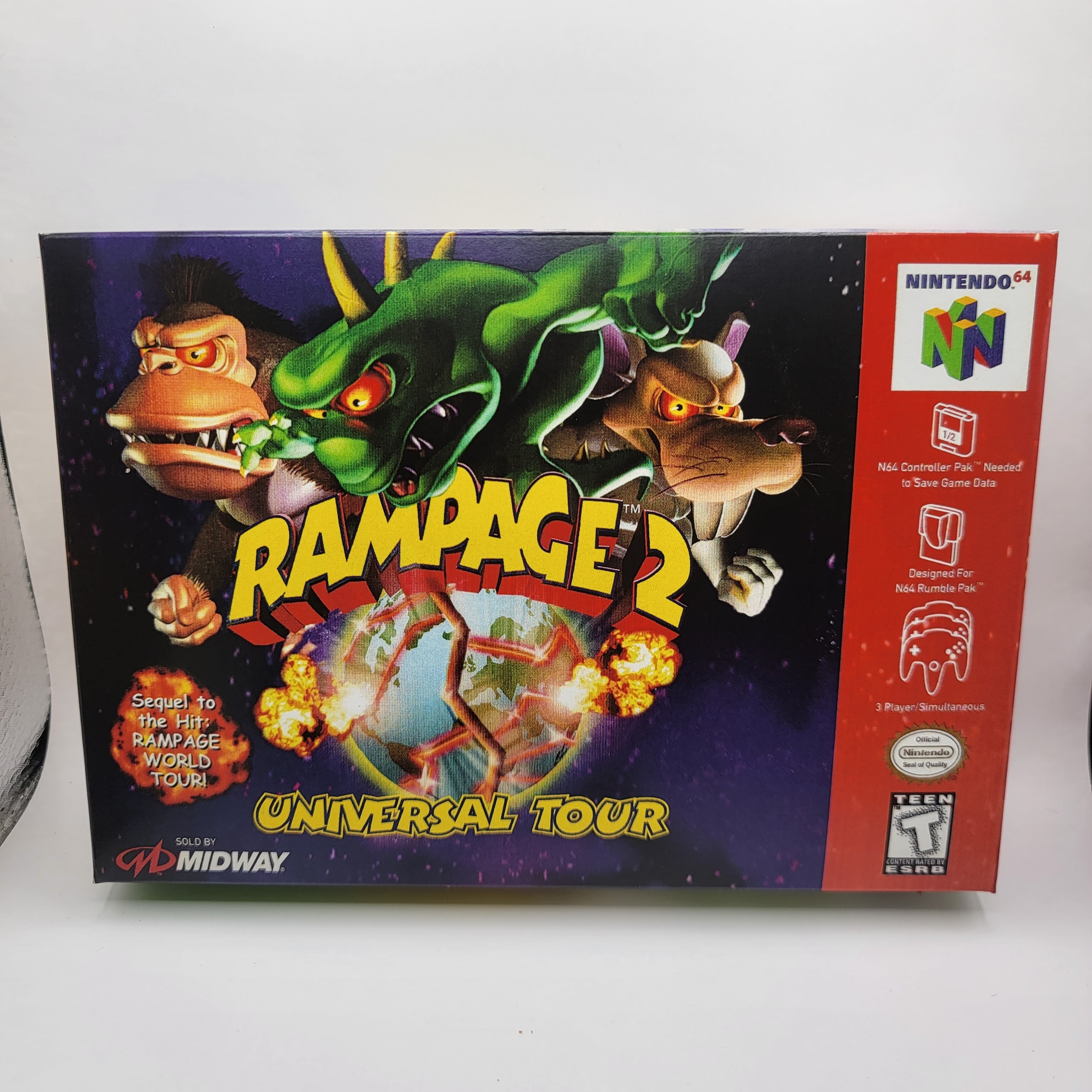 Rampage 2 Universal Tour NTSC Nintendo 64 N64 En Reproduction Box
