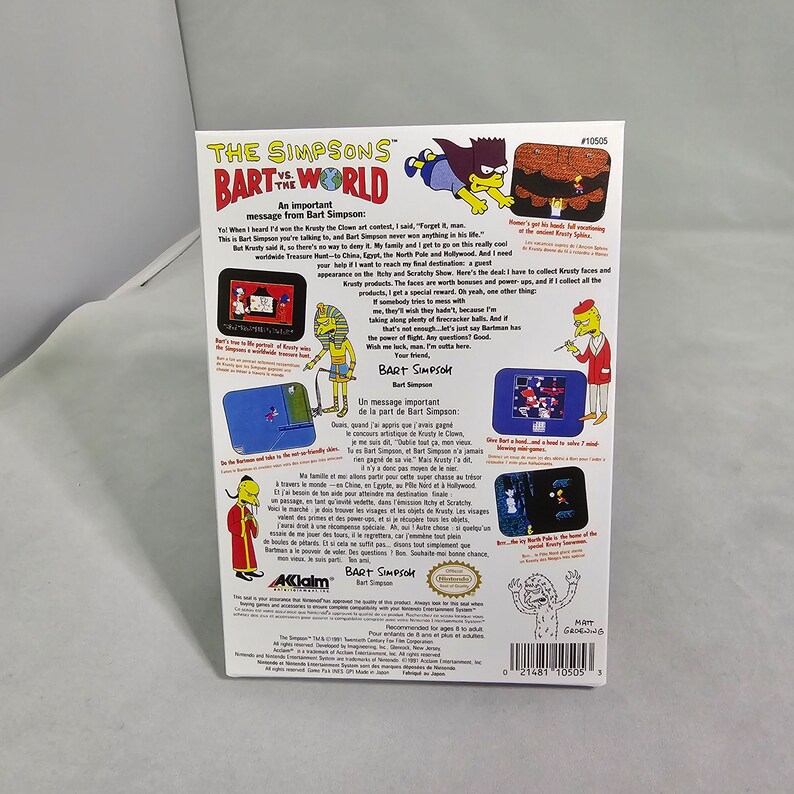 The Simpsons Bart Vs The World NTSC Nintendo NES En the-simpsons-bart-vs-the-world-ntsc-nintendo-nes-en