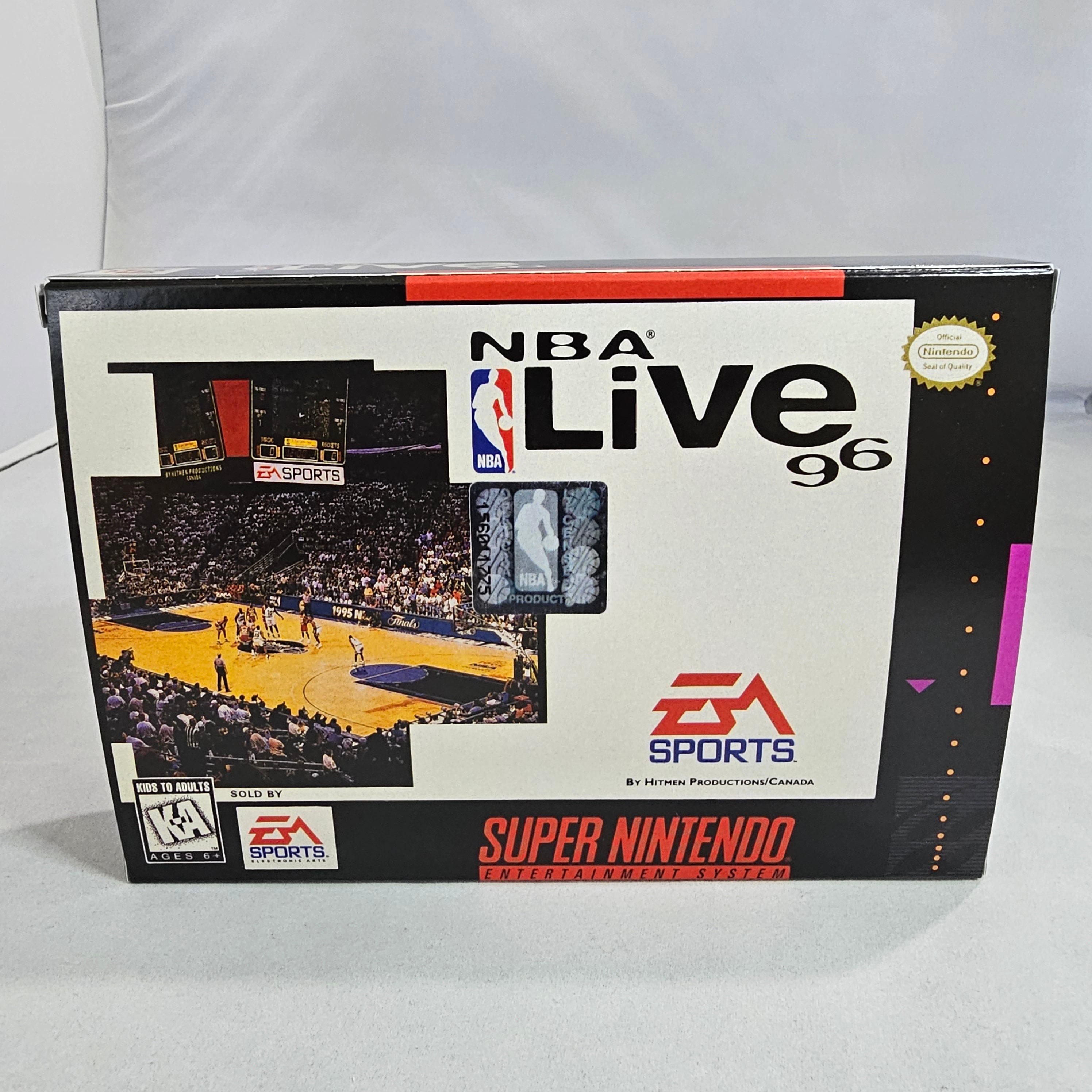 NBA Live 96 NTSC Super Nintendo SNES En Reproduction Box and Inner