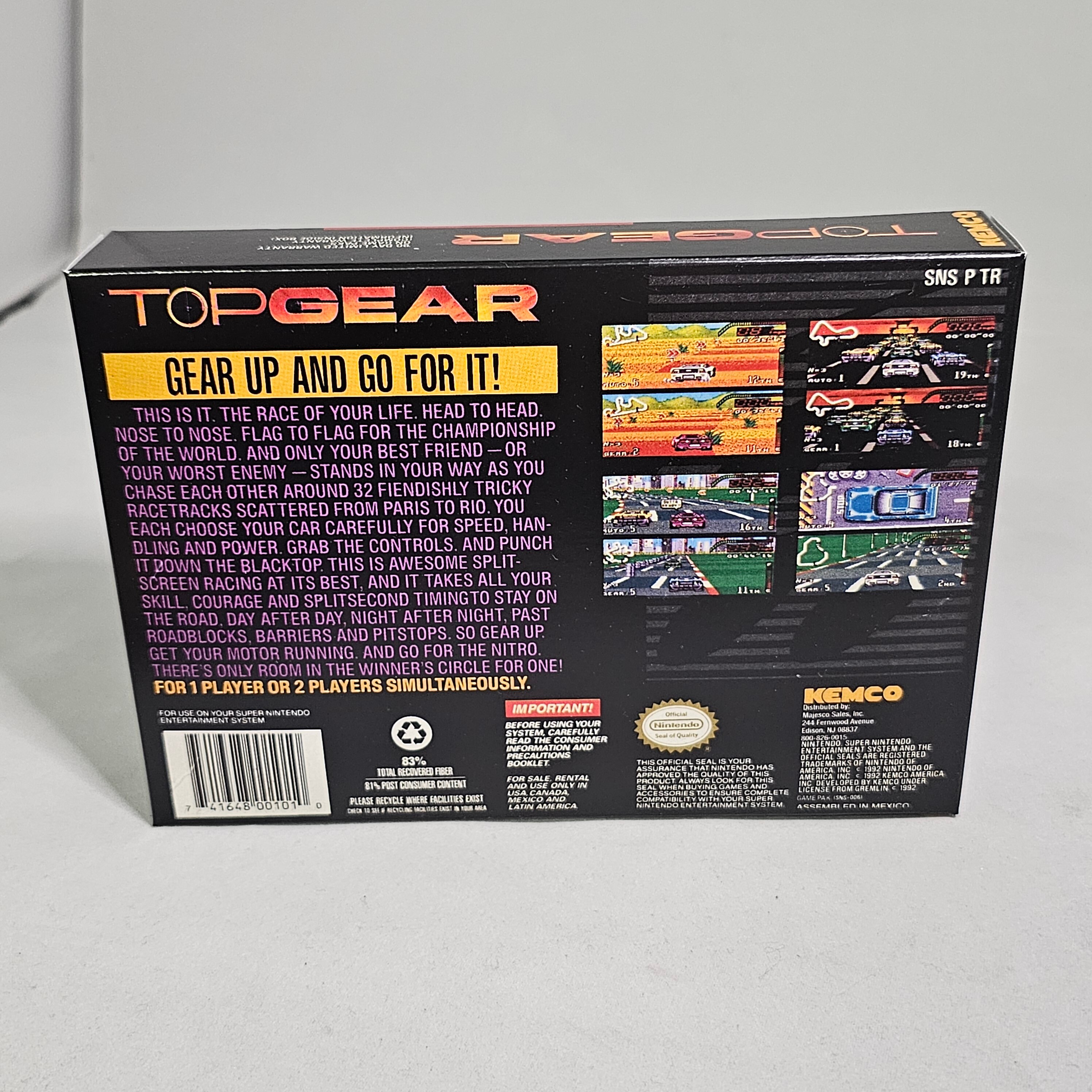 Top Gear | NTSC | Super Nintendo | SNES | En | Reproduction Box and ...
