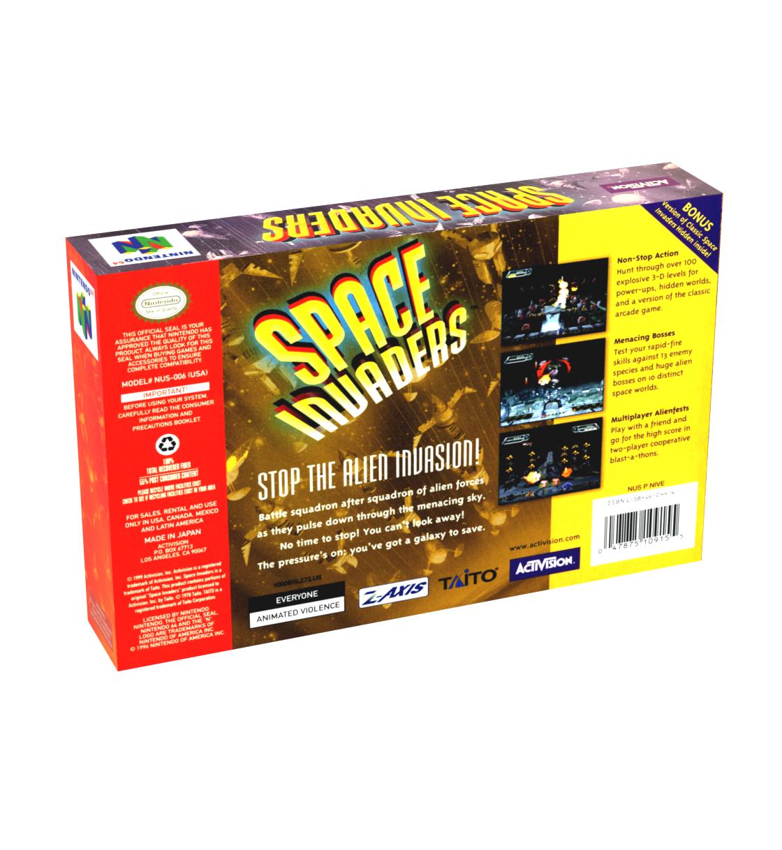 Space Invaders | NTSC | Nintendo 64 | N64 | En | Reproduction Box