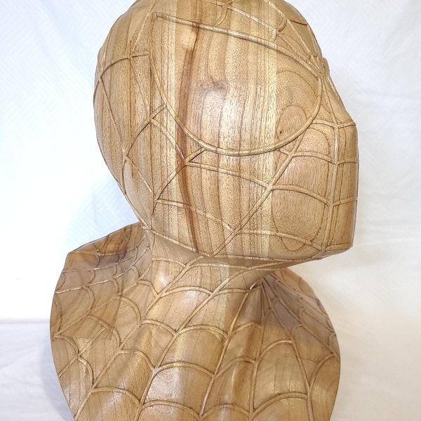 MARVEL- SPIDERMAN (Life Size bust) 100% Hand Carved Wood