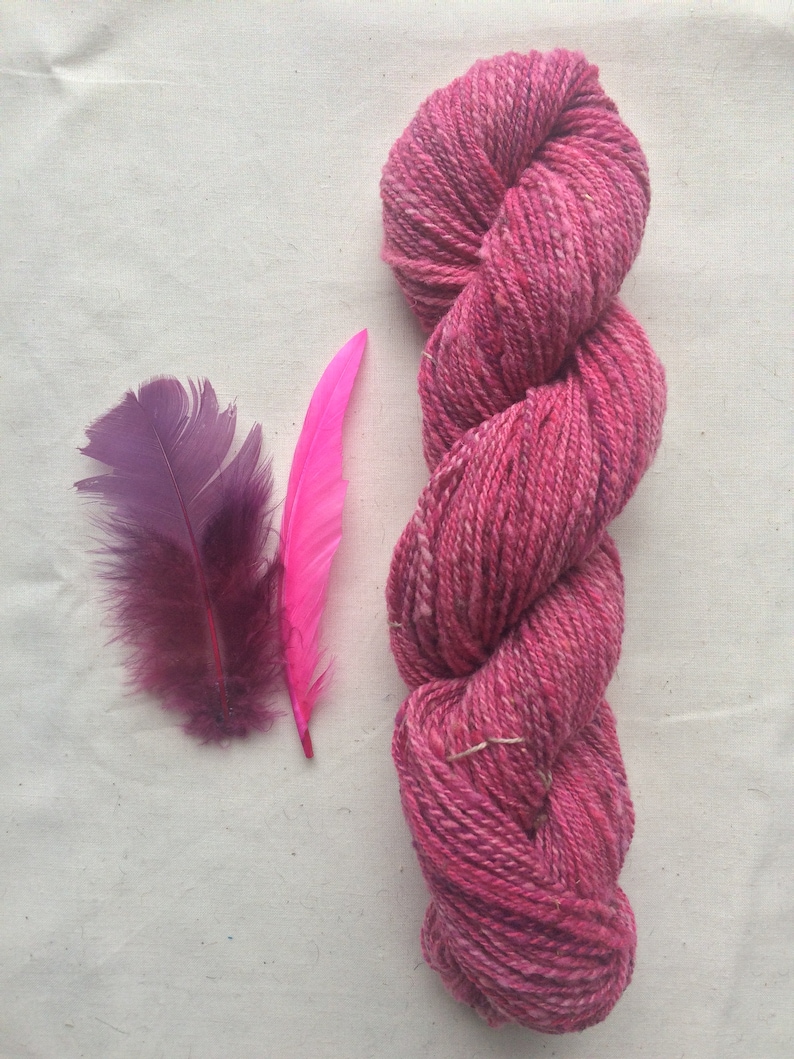 Sock Yarn Hand-dyed Yarn Natural Yarn Sport Weight Yarn Hand-Dyed Handspun Wool Yarn Pink Yarn Southdown Sheep Yarn