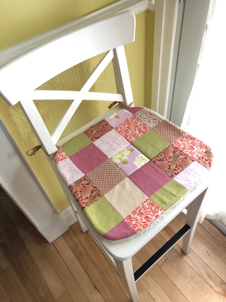 Wool Seat Cushion Patchwork Vintage Cotton Quilted Chair Pad