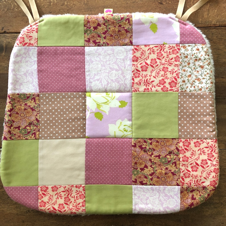 Wool Seat Cushion Patchwork Vintage Cotton Quilted Chair Pad