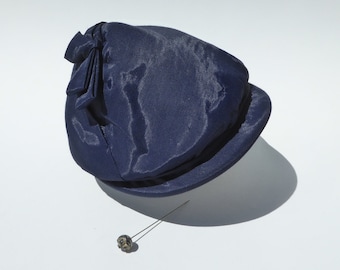 VINTAGE | Blue Hat with Bow and Hatpin