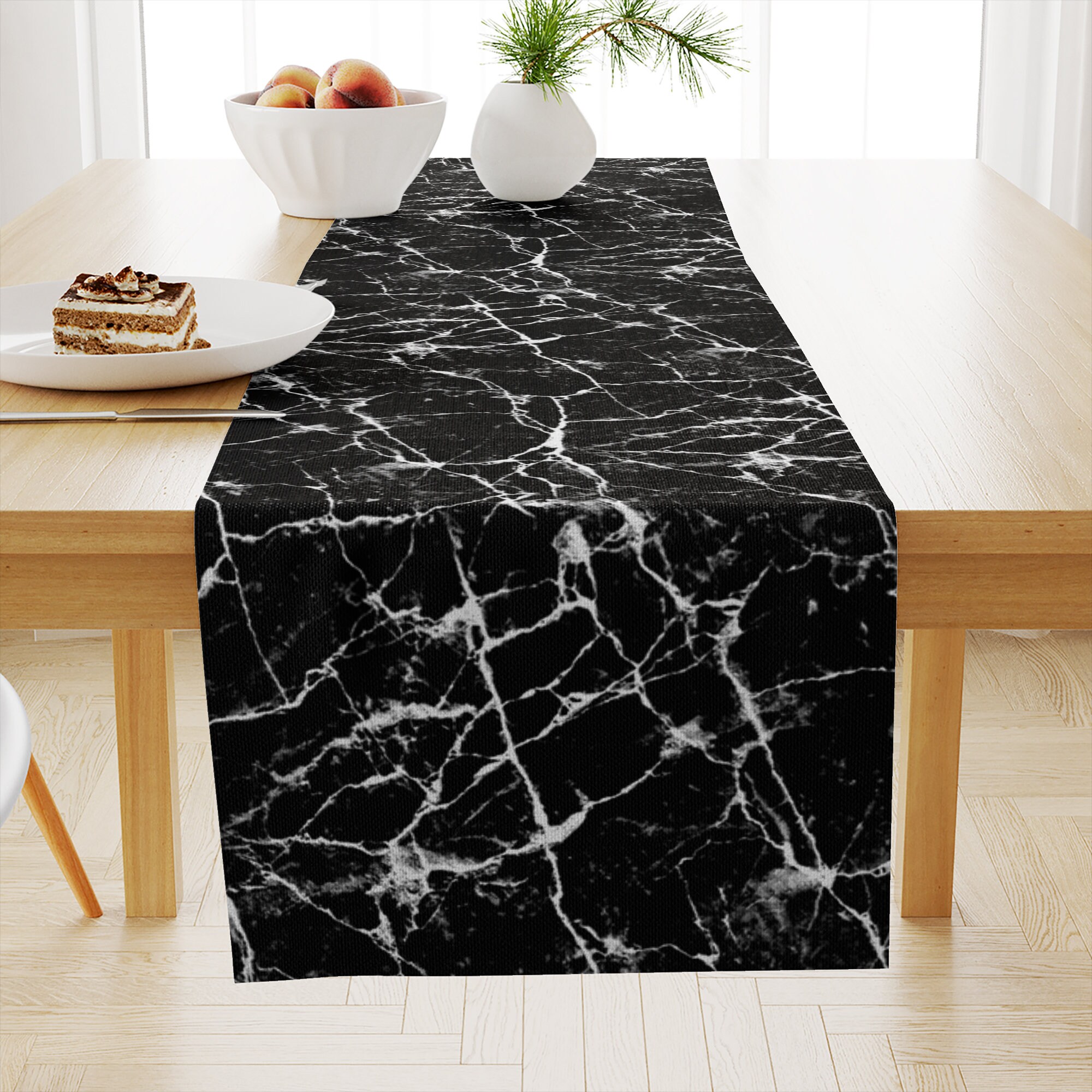 Black Table Runner Black Table Decor Black Table Linen Etsy