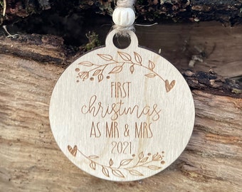 First Christmas Married 2022 Ornament - Personalized Ornament - Newlywed Ornament - Married Ornament - Mr & Mrs Ornament - Wedding Gift