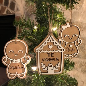 Personalized Gingerbread Christmas Ornament – Laser Engraved MDF Family Ornament